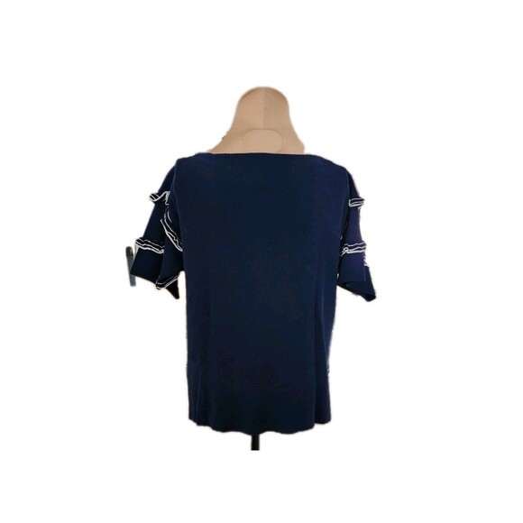 J.Crew Women’s XS Navy Blue Ruffle Trim Knit Top 100% Cotton Summer‎ 2017 - Picture 2 of 7